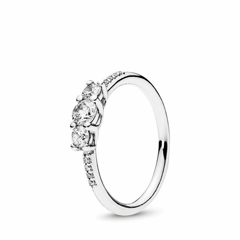 Pandora Clear Three-stone Promise Ring Ireland - Sterling Silver/Cubic Zirconia - 836124CGL